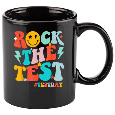 Groovy Rock The Test Testing Day Motivational Students 11oz C Handle Ceramic Mug