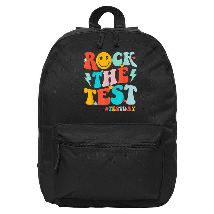 Groovy Rock The Test Testing Day Motivational Students 16 in Basic Backpack