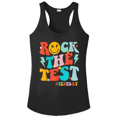 Groovy Rock The Test Testing Day Motivational Students Ladies PosiCharge Competitor Racerback Tank