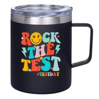 Groovy Rock The Test Testing Day Motivational Students 12oz Stainless Steel Coffee Mug