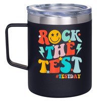 Groovy Rock The Test Testing Day Motivational Students 12oz Stainless Steel Coffee Mug