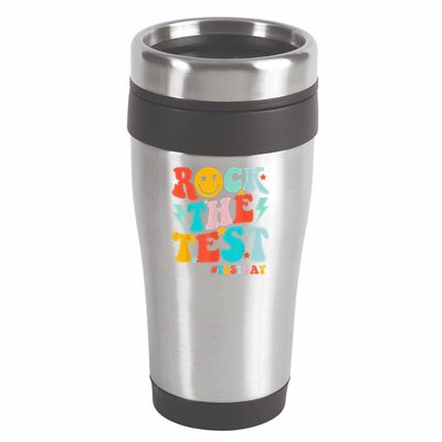 Groovy Rock The Test Testing Day Motivational Students 16oz Travel Tumbler