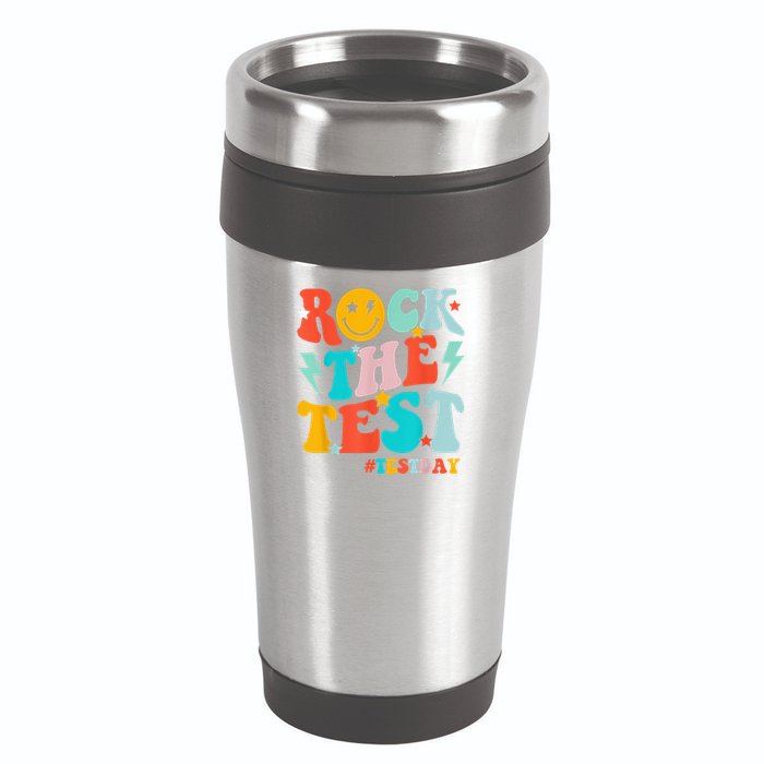 Groovy Rock The Test Testing Day Motivational Students 16oz Travel Tumbler