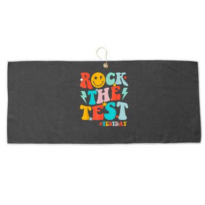 Groovy Rock The Test Testing Day Motivational Students Large Microfiber Waffle Golf Towel