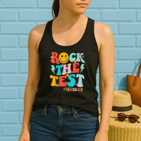 Groovy Rock The Test Testing Day Motivational Students Womens Tank Top