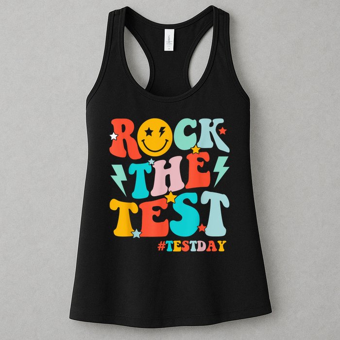 Groovy Rock The Test Testing Day Motivational Students Womens Tank Top