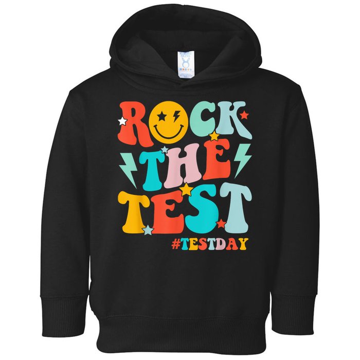 Groovy Rock The Test Testing Day Motivational Students Toddler Hoodie