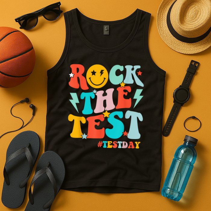 Groovy Rock The Test Testing Day Motivational Students Tank Top