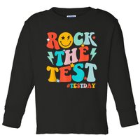 Groovy Rock The Test Testing Day Motivational Students Toddler Long Sleeve Shirt