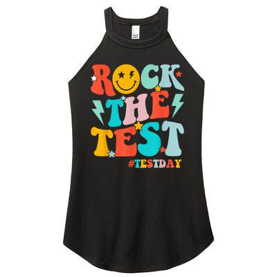 Groovy Rock The Test Testing Day Motivational Students Women's Perfect Tri Rocker Tank