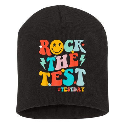 Groovy Rock The Test Testing Day Motivational Students Short Acrylic Beanie