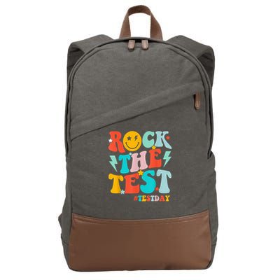 Groovy Rock The Test Testing Day Motivational Students Cotton Canvas Backpack