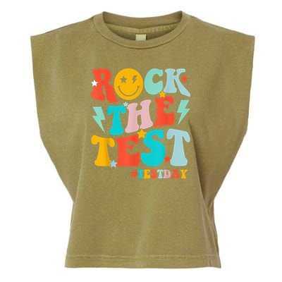 Groovy Rock The Test Testing Day Motivational Students Garment-Dyed Women's Muscle Tee