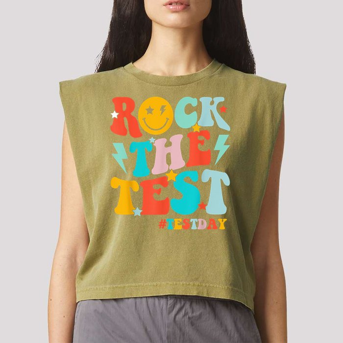 Groovy Rock The Test Testing Day Motivational Students Garment-Dyed Women's Muscle Tee