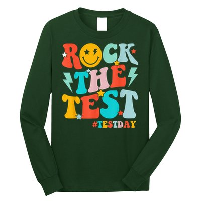 Groovy Rock The Test Testing Day Motivational Students Long Sleeve Shirt