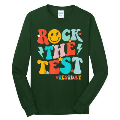 Groovy Rock The Test Testing Day Motivational Students Tall Long Sleeve T-Shirt
