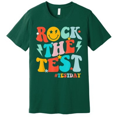 Groovy Rock The Test Testing Day Motivational Students Premium T-Shirt