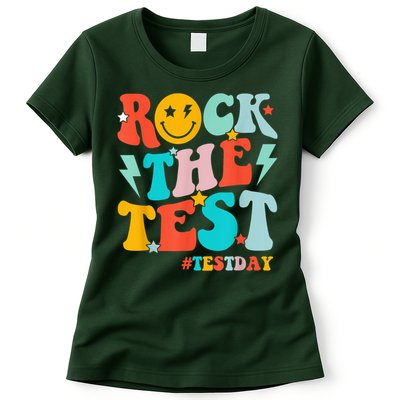 Groovy Rock The Test Testing Day Motivational Students Womens T-Shirt