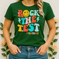 Groovy Rock The Test Testing Day Motivational Students Womens T-Shirt