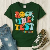 Groovy Rock The Test Testing Day Motivational Students Womens T-Shirt