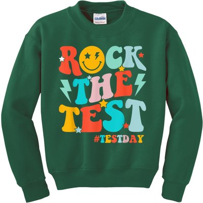 Groovy Rock The Test Testing Day Motivational Students Kids Sweatshirt