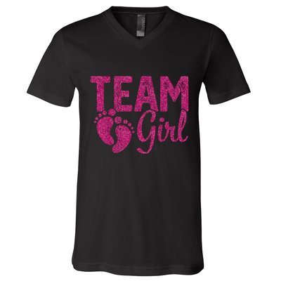 Gender Reveal Team Girl Pink V-Neck T-Shirt