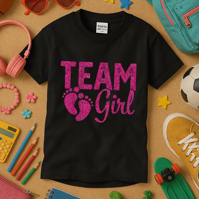 Gender Reveal Team Girl Pink Kids T-Shirt