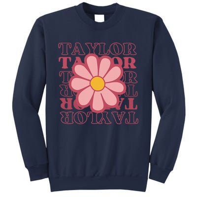 Girl Retro Taylor First Name Personalized Groovy Birthday Sweatshirt