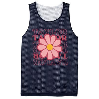 Girl Retro Taylor First Name Personalized Groovy Birthday Mesh Reversible Basketball Jersey Tank