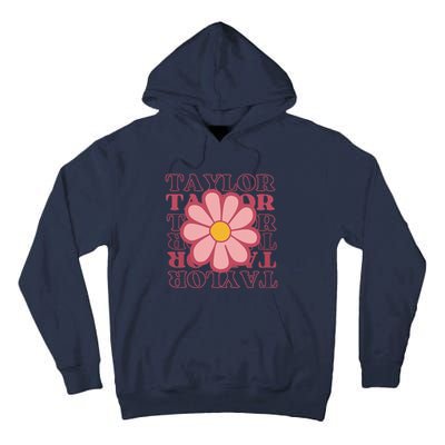 Girl Retro Taylor First Name Personalized Groovy Birthday Tall Hoodie