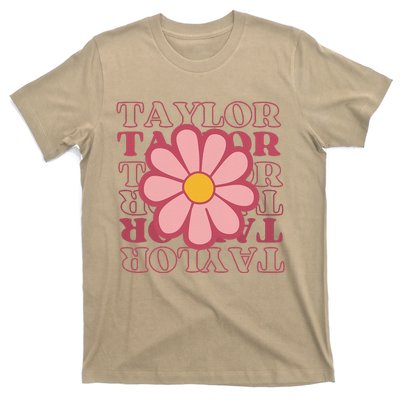 Girl Retro Taylor First Name Personalized Groovy Birthday T-Shirt