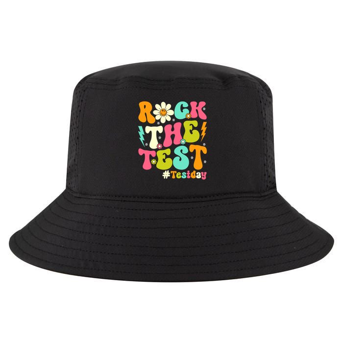Groovy Rock The Test Motivational Retro Teachers Testing Day Cool Comfort Performance Bucket Hat