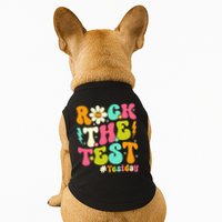Groovy Rock The Test Motivational Retro Teachers Testing Day Doggie Tank