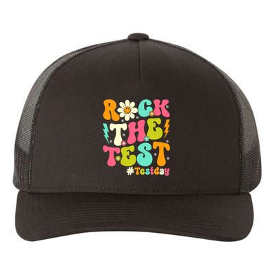 Groovy Rock The Test Motivational Retro Teachers Testing Day Yupoong Adult 5-Panel Trucker Hat