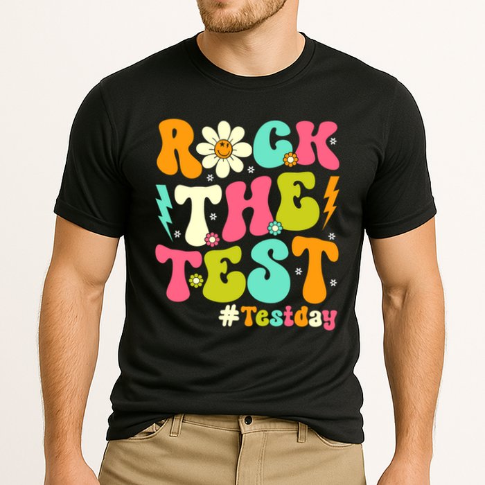 Groovy Rock The Test Motivational Retro Teachers Testing Day Performance Shirt