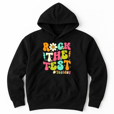 Groovy Rock The Test Motivational Retro Teachers Testing Day Hoodie