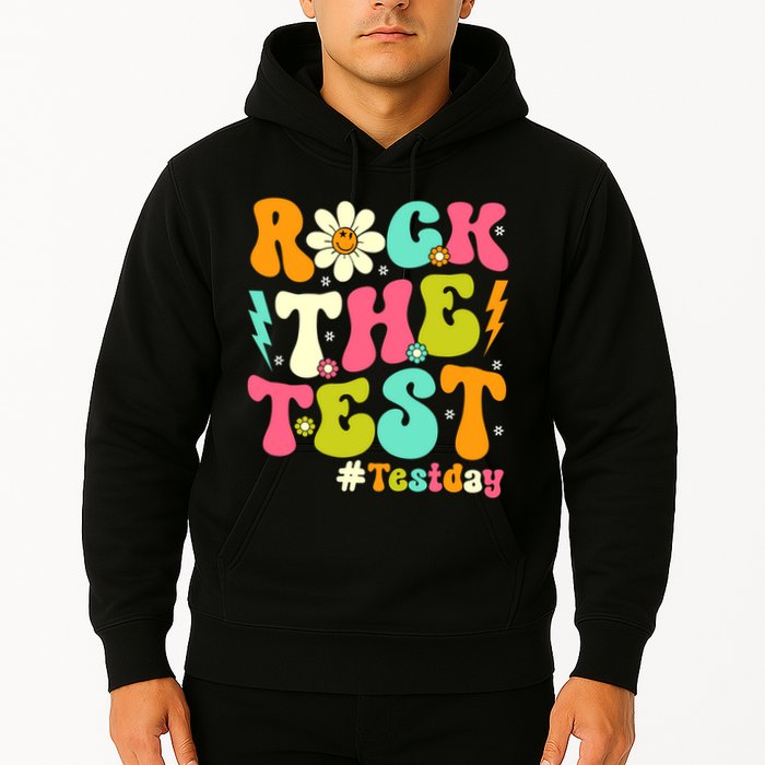 Groovy Rock The Test Motivational Retro Teachers Testing Day Hoodie