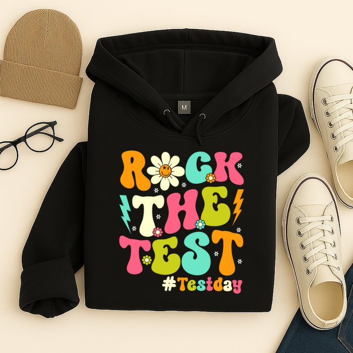 Groovy Rock The Test Motivational Retro Teachers Testing Day Hoodie