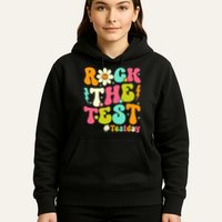 Groovy Rock The Test Motivational Retro Teachers Testing Day Hoodie