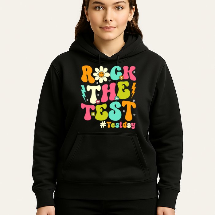 Groovy Rock The Test Motivational Retro Teachers Testing Day Hoodie