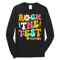 Groovy Rock The Test Motivational Retro Teachers Testing Day Long Sleeve Shirt