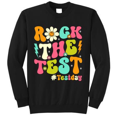 Groovy Rock The Test Motivational Retro Teachers Testing Day Sweatshirt