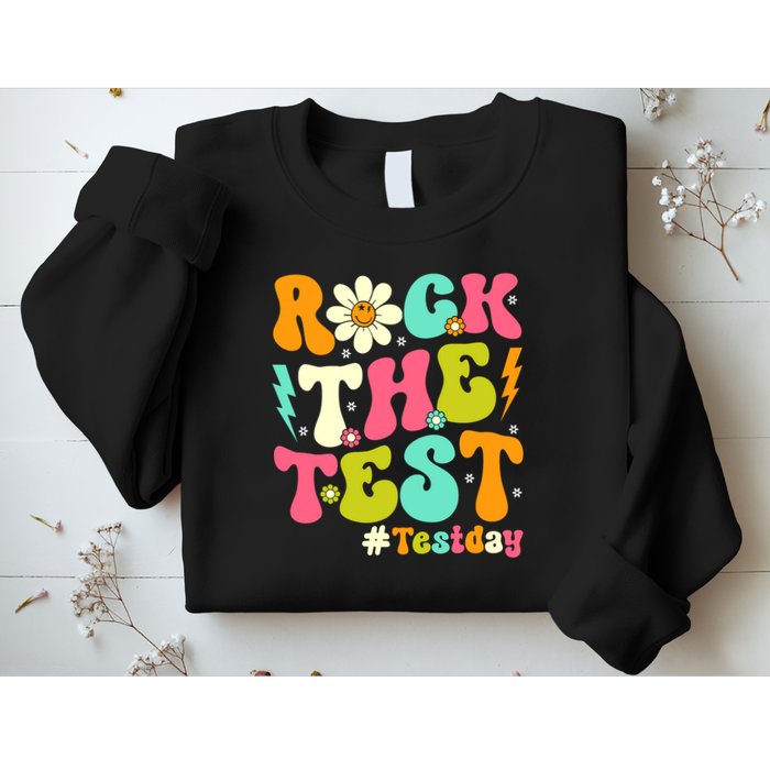 Groovy Rock The Test Motivational Retro Teachers Testing Day Sweatshirt