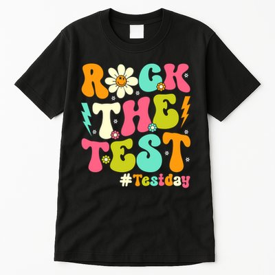 Groovy Rock The Test Motivational Retro Teachers Testing Day Tall T-Shirt