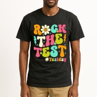 Groovy Rock The Test Motivational Retro Teachers Testing Day Tall T-Shirt
