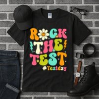 Groovy Rock The Test Motivational Retro Teachers Testing Day Tall T-Shirt