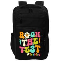 Groovy Rock The Test Motivational Retro Teachers Testing Day Impact Tech Backpack