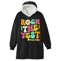 Groovy Rock The Test Motivational Retro Teachers Testing Day Hooded Wearable Blanket