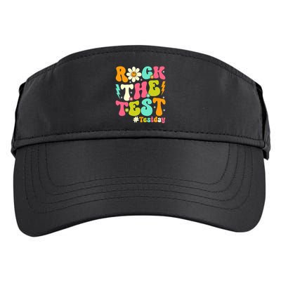 Groovy Rock The Test Motivational Retro Teachers Testing Day Adult Drive Performance Visor