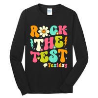 Groovy Rock The Test Motivational Retro Teachers Testing Day Tall Long Sleeve T-Shirt